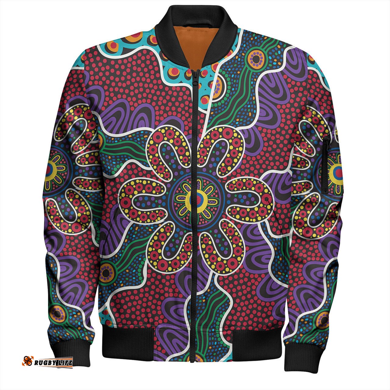 Australia Aboriginal Bomber Jacket - Aboriginal Dot Art Color Inspired Bomber Jacket