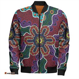 Australia Aboriginal Bomber Jacket - Aboriginal Dot Art Color Inspired Bomber Jacket
