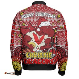 St. George Illawarra Dragons Christmas Custom Bomber Jacket - Christmas Knit Patterns Vintage Jersey Ugly Bomber Jacket