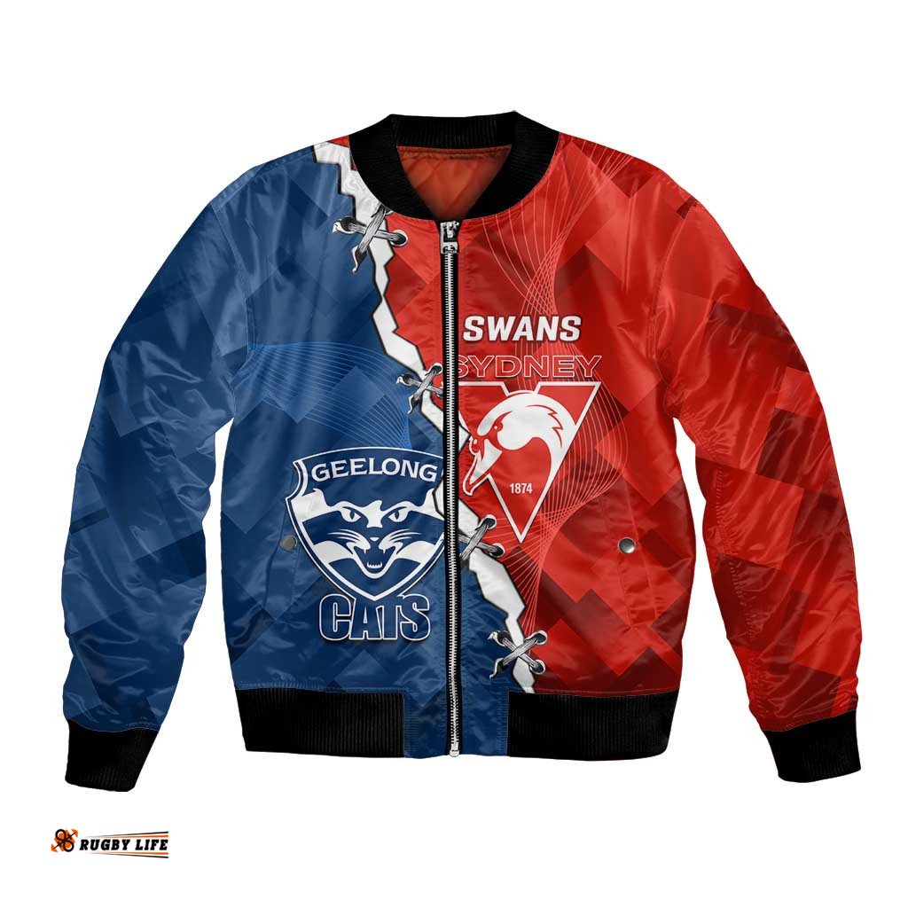 Custom Swans And Cats Football Bomber Jacket 2024 Together Dynamic Version