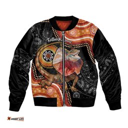 Personalised Australia Frilled Lizard Bomber Jacket Aboriginal Art