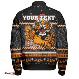 Wests Tigers Christmas Custom Bomber Jacket - Ugly Xmas And Aboriginal Patterns For Die Hard Fan Bomber Jacket