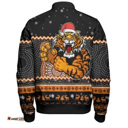 Wests Tigers Christmas Custom Bomber Jacket - Ugly Xmas And Aboriginal Patterns For Die Hard Fan Bomber Jacket