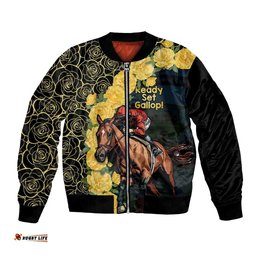 Melbourne Horse Racing Bomber Jacket Yellow Roses - Ready Set Gallop!