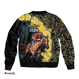 Melbourne Horse Racing Bomber Jacket Yellow Roses - Ready Set Gallop!