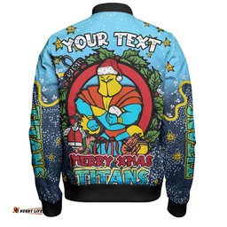 Gold Coast Titans Christmas Custom Bomber Jacket - Merry Christmas Our Beloved Team With Aboriginal Dot Art Pattern Bomber Jacket
