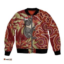 Australia Santa Koala Bomber Jacket Aboriginal Style