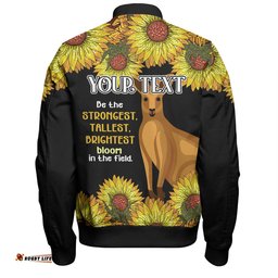 Australia Kangaroo Aboriginal Custom Bomber Jacket - Aboriginal Sunflowers With Kangaroo Be The Strongest Dot Painting Art Bomber Jacket