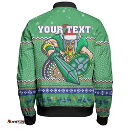 Canberra Raiders Christmas Custom Bomber Jacket - Ugly Xmas And Aboriginal Patterns For Die Hard Fan Bomber Jacket