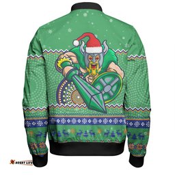 Canberra Raiders Christmas Custom Bomber Jacket - Ugly Xmas And Aboriginal Patterns For Die Hard Fan Bomber Jacket