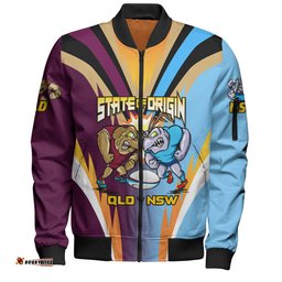 Queensland Maroons Bomber Jacket Custom State Of Origin 2024 Passionate Fan Born To Win QLD vs NSW