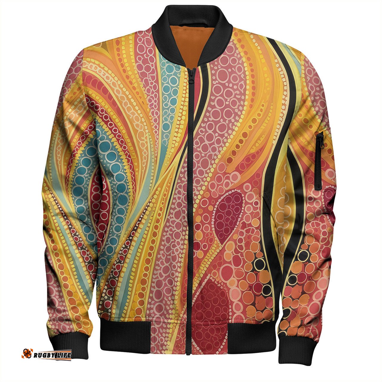 Australia Aboriginal Bomber Jacket - Indigenous Aboriginal Art Dot Color Bomber Jacket
