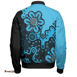 Australia Bomber Jacket Aboriginal Style Of Background Blue (Grey, Orange)