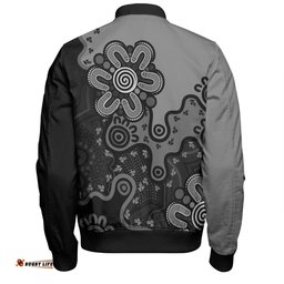 Australia Bomber Jacket Aboriginal Style Of Background Blue (Grey, Orange)
