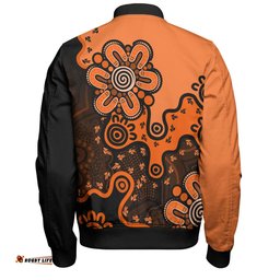 Australia Bomber Jacket Aboriginal Style Of Background Blue (Grey, Orange)