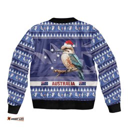 Aussie Kookaburra Bomber Jacket Merry Christmas Blue Style