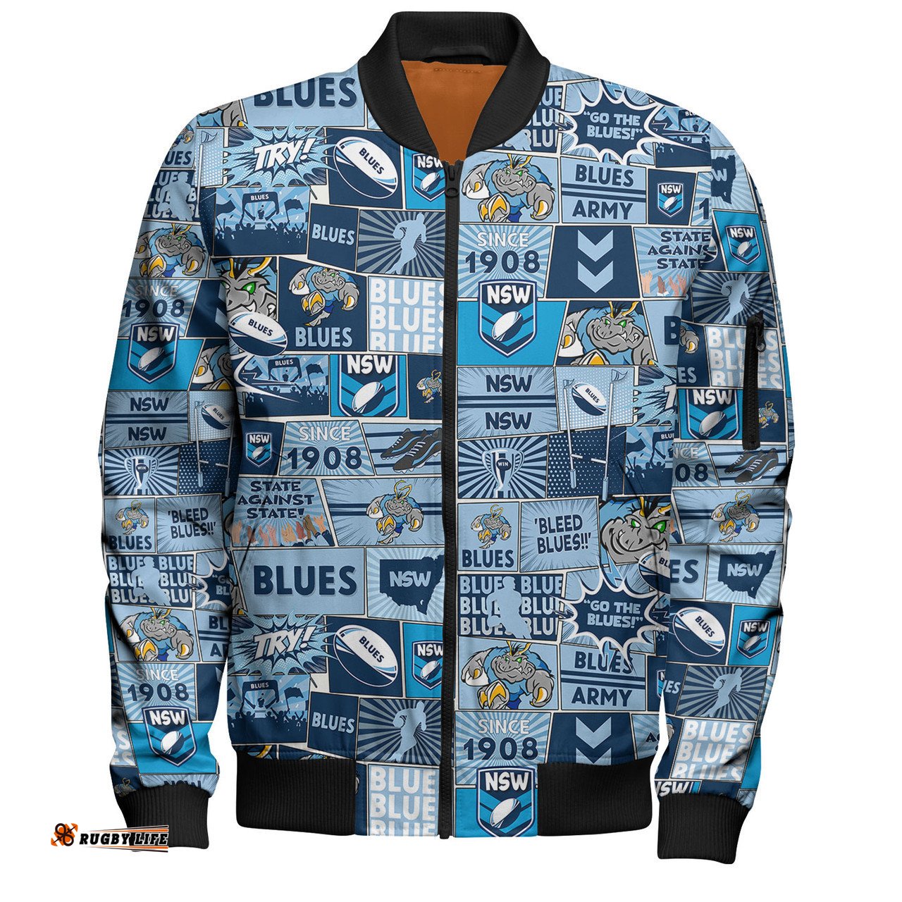 New South Wales Sport Bomber Jacket - Team Of Us Die Hard Fan Supporters Comic Style