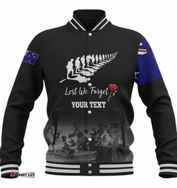 Australia Anzac Day Custom Baseball Jacket - Stand For The Flag Kneel For The Fallen Jacket