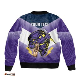 Personalised Storm Rugby 2024 Bomber Jacket Mascot With Trophy Go Champions Aboriginal Art