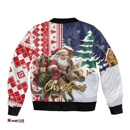 Kangaroo Australia Christmas Bomber Jacket Xmas Pattern