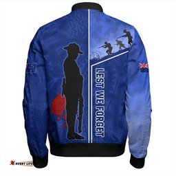 New Zealand Anzac Day Bomber Jacket - Anzac Day Lest We Forget Poppy Bomber Jacket