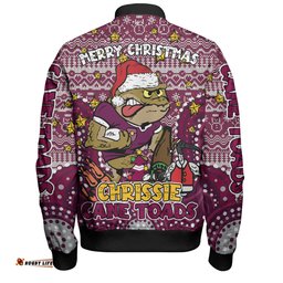 Queensland Cane Toads Christmas Custom Bomber Jacket - Christmas Knit Patterns Vintage Jersey Ugly Bomber Jacket