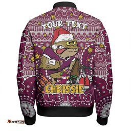 Queensland Cane Toads Christmas Custom Bomber Jacket - Christmas Knit Patterns Vintage Jersey Ugly Bomber Jacket