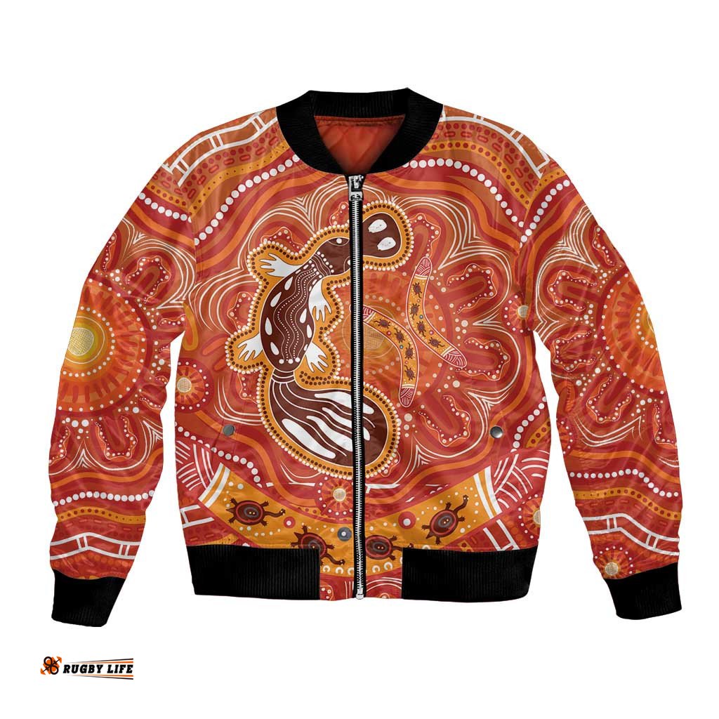 Aboriginal Goanna Art Bomber Jacket Native Australian Animals