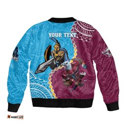 Personalised Eagles And Titans Rugby Bomber Jacket Aboriginal Mix Polynesian Pattern