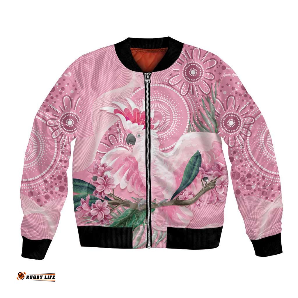 Pink Cockatoo Australia Bomber Jacket Aussie Cacatua Leadbeateri - Aboriginal Art
