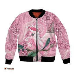 Pink Cockatoo Australia Bomber Jacket Aussie Cacatua Leadbeateri - Aboriginal Art