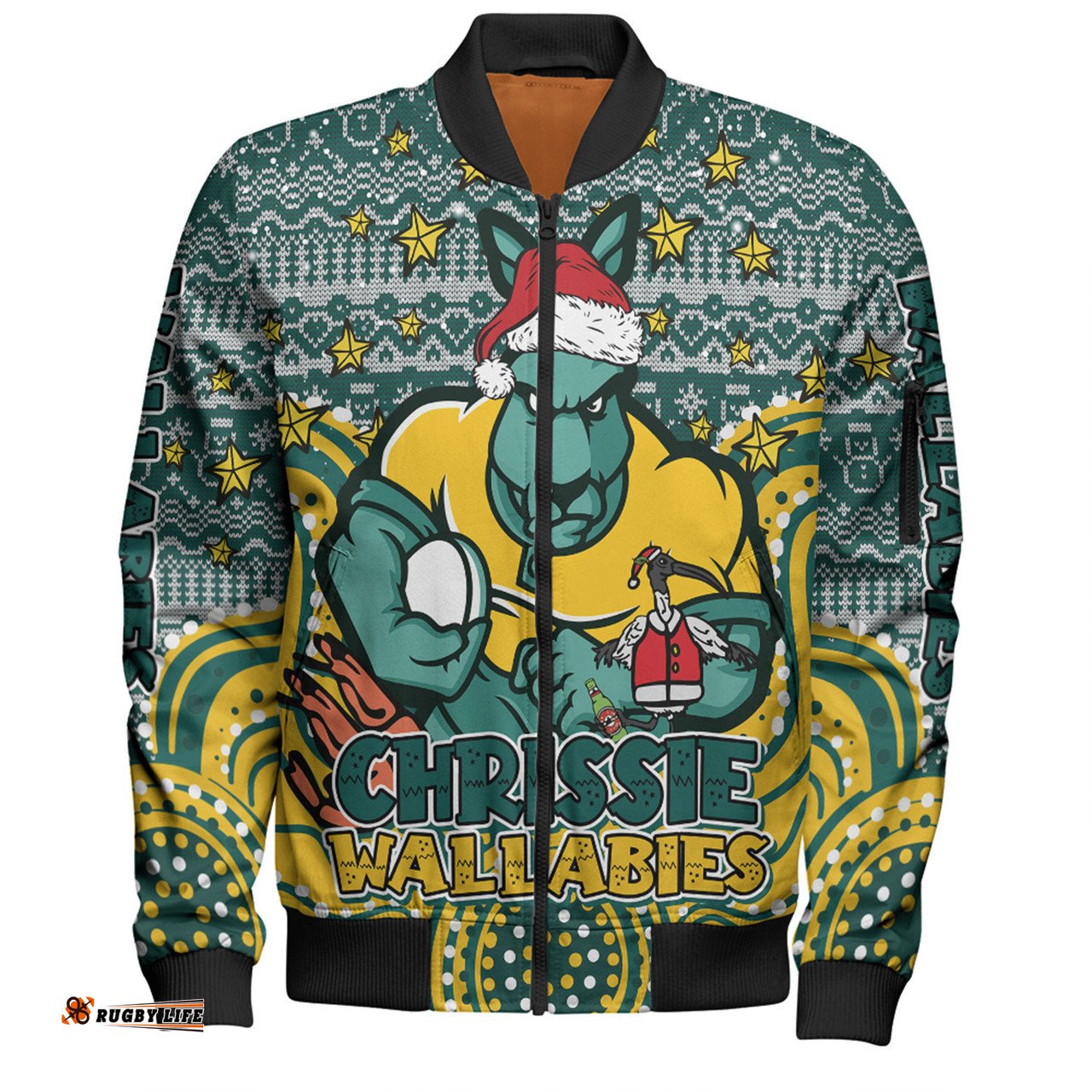 Australia Wallabies Christmas Custom Bomber Jacket - Christmas Knit Patterns Vintage Jersey Ugly Bomber Jacket