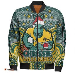 Australia Wallabies Christmas Custom Bomber Jacket - Christmas Knit Patterns Vintage Jersey Ugly Bomber Jacket