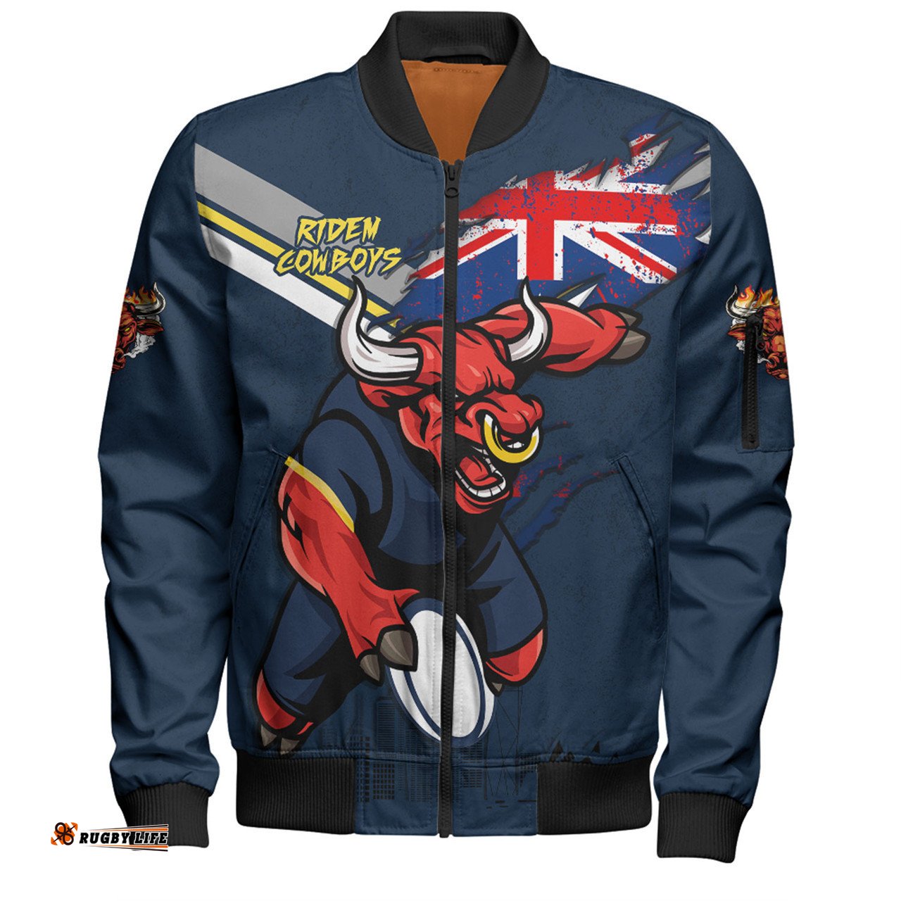 North Queensland Cowboys Bomber Jacket Custom For Die Hard Fan Australia Flag Scratch Style