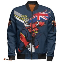 North Queensland Cowboys Bomber Jacket Custom For Die Hard Fan Australia Flag Scratch Style