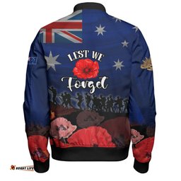 Australia Bomber Jacket - Anzac Day Soldier With Poppies Flowers