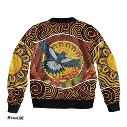 Aboriginal Magpies Dots Art Bomber Jacket Native Australian Animals