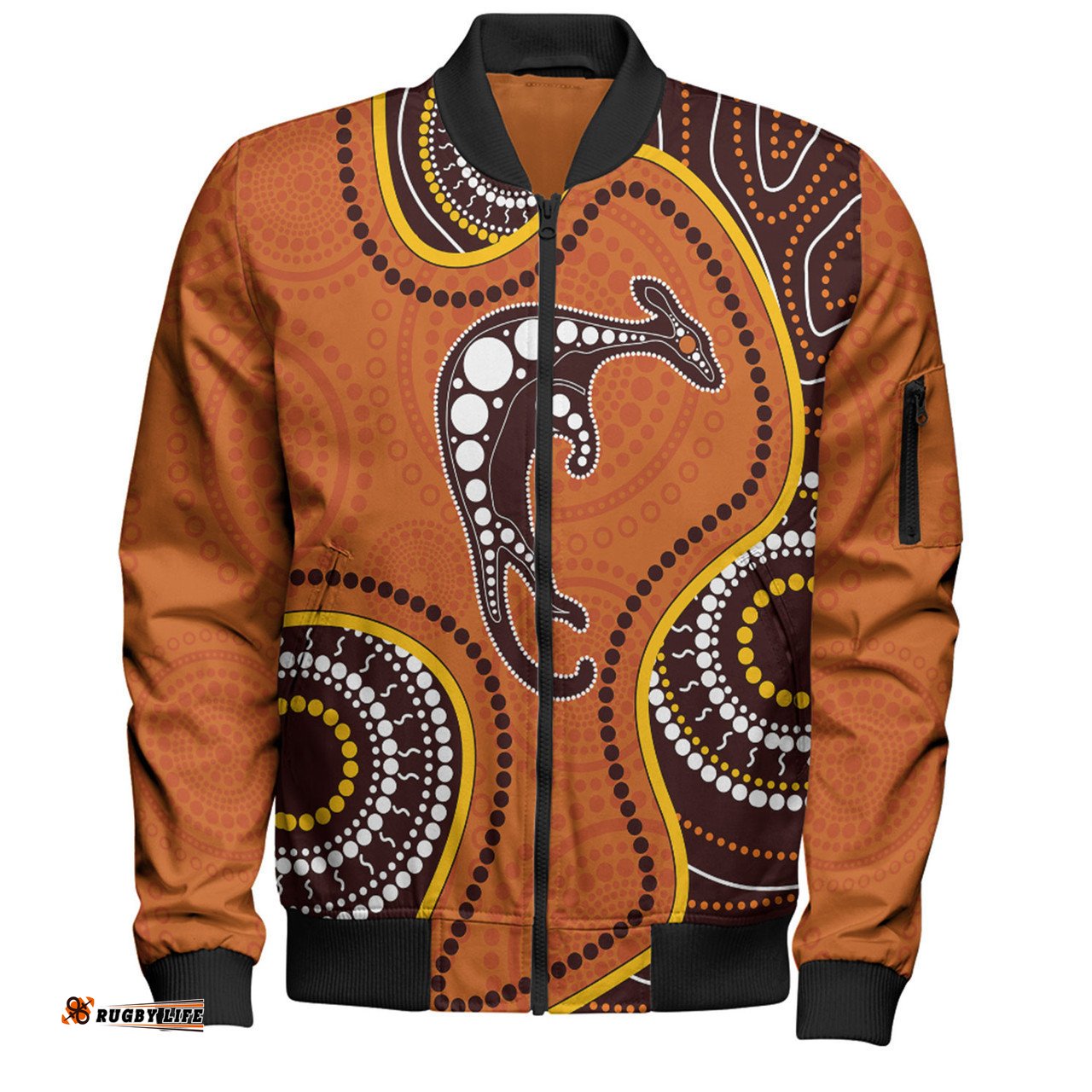 Australia Bomber Jacket Aboriginal Art With Kangaroo