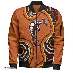 Australia Bomber Jacket Aboriginal Art With Kangaroo