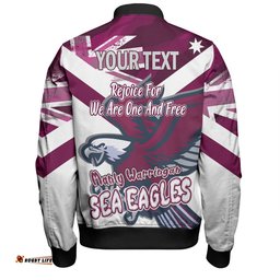 Manly Warringah Sea Eagles Bomber Jacket - Happy Australia Day We Are One And Free V2