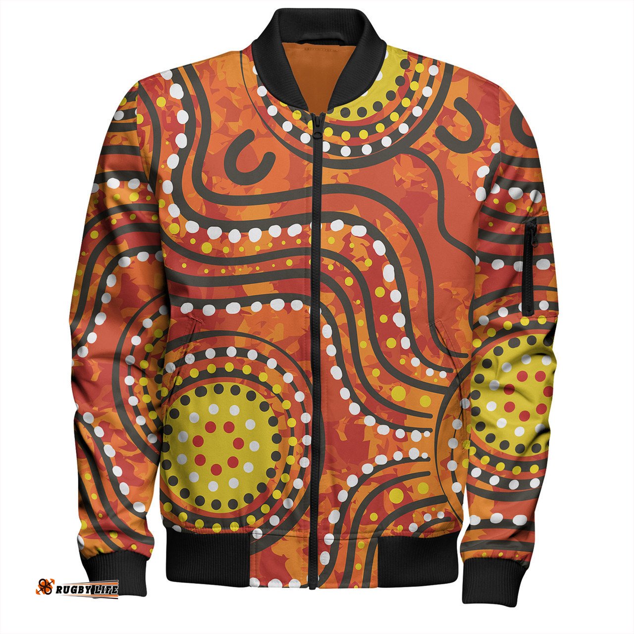 Australia Aboriginal Bomber Jacket - Dot Art In Aboriginal Style Bomber Jacket