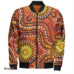 Australia Aboriginal Bomber Jacket - Dot Art In Aboriginal Style Bomber Jacket