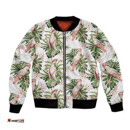 Australia Pink Cockatoo Bomber Jacket Aussie Orchids - Seamless Pattern