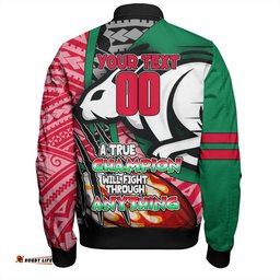 South Sydney Rabbitohs Grand Final Bomber Jacket - A True Champion Will Fight Through Anything With Polynesian Patterns