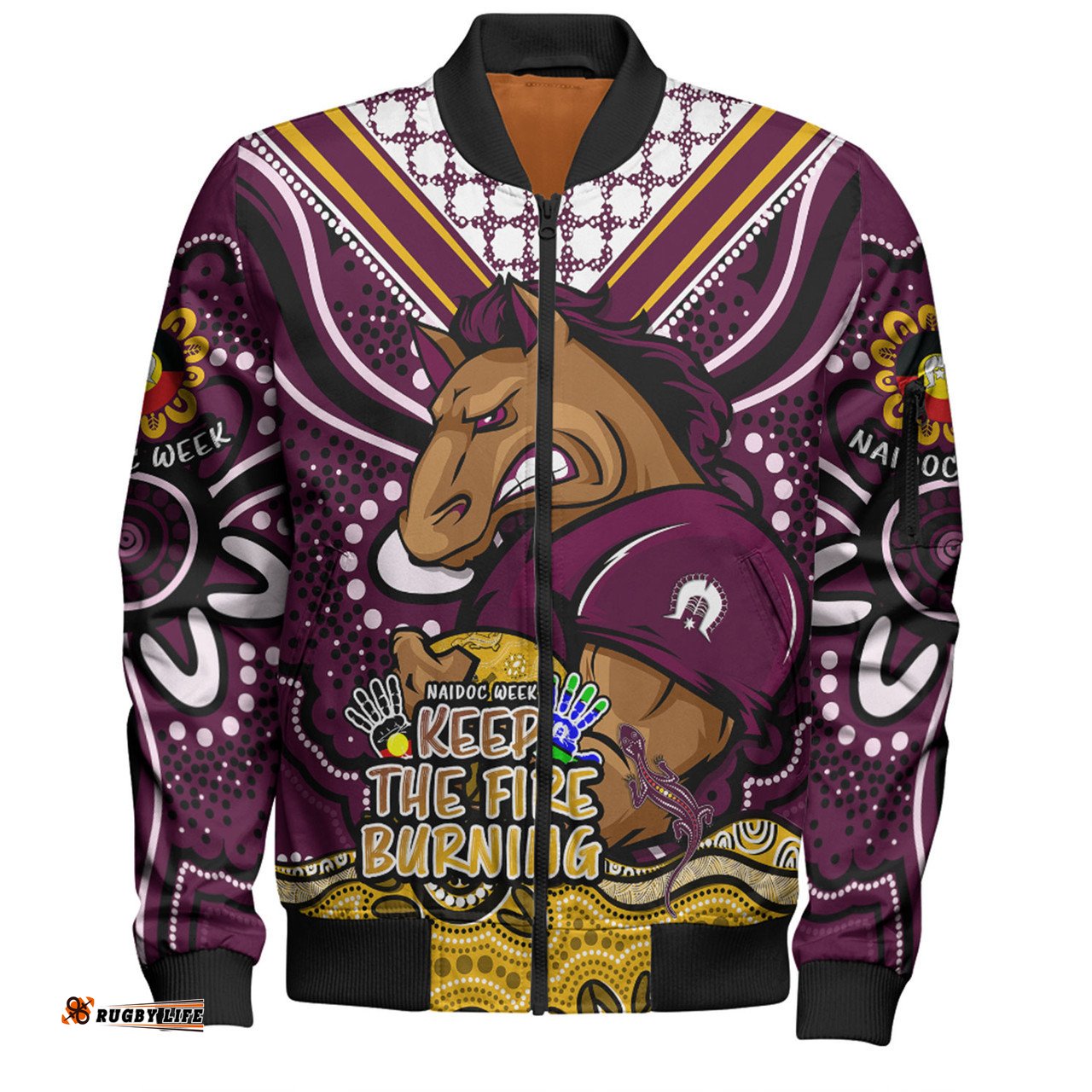 Brisbane Broncos Bomber Jacket Aboriginal Inspired Naidoc Week Custom For Die Hard Fan Supporters