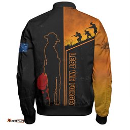 Wests Tigers Bomber Jacket - Anzac Day Lest We Forget Poppy