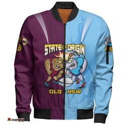Queensland Maroons Bomber Jacket Custom State Of Origin 2024 Tough Fan Rugby For Life QLD vs NSW
