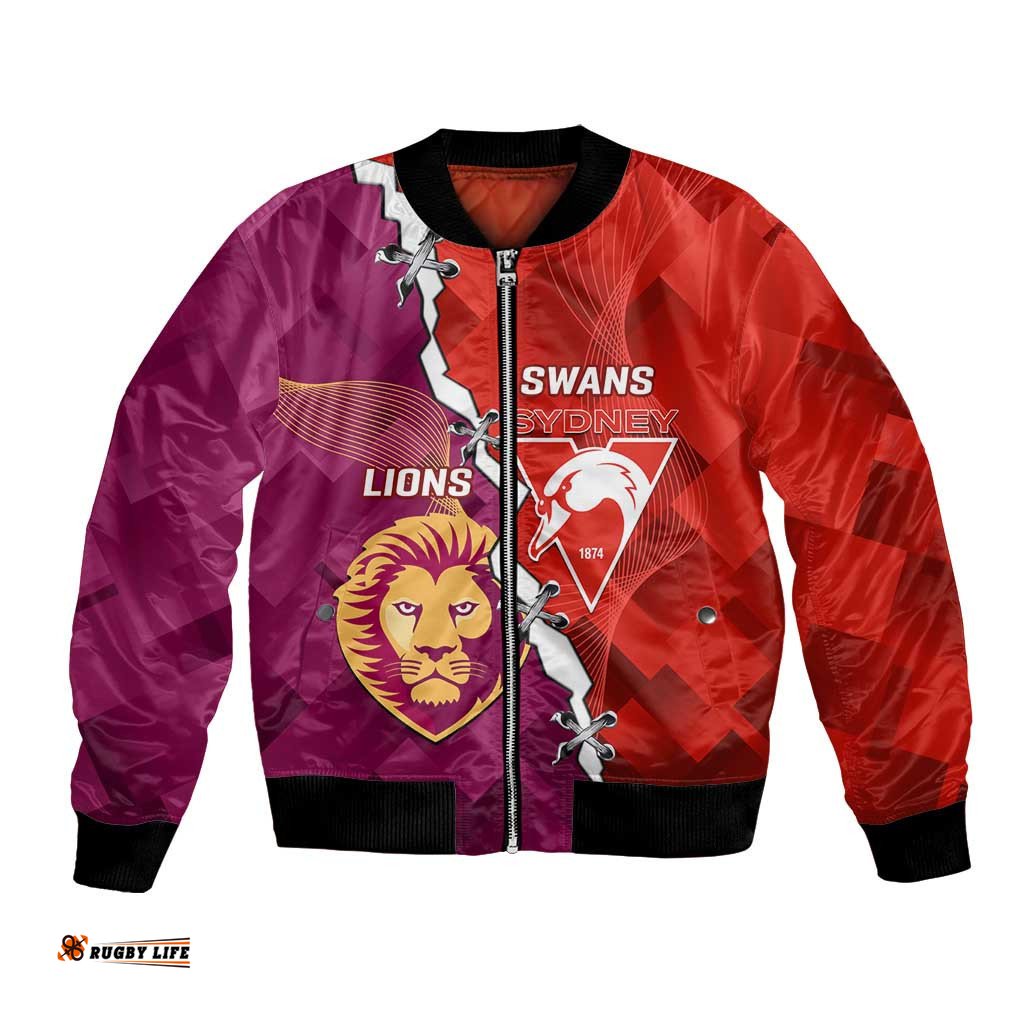 Custom Swans And Lions Football Bomber Jacket 2024 Go Champions Final Dynamic Version