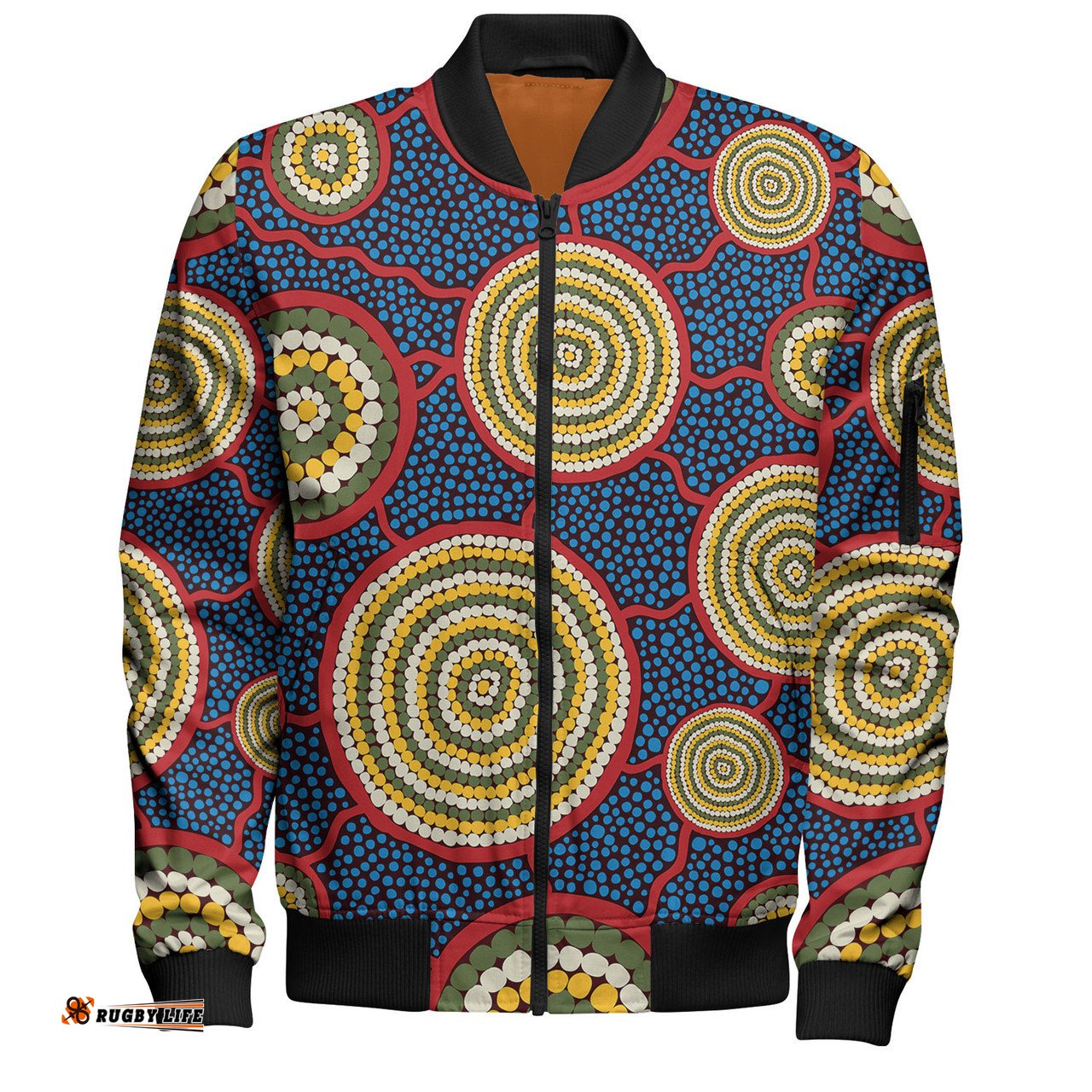 Australia Aboriginal Bomber Jacket - Beautiful Indigenous Seamless Pattern Based in Universe with Galaxies Form Bomber Jacket
