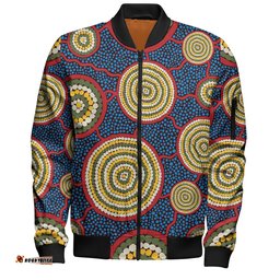 Australia Aboriginal Bomber Jacket - Beautiful Indigenous Seamless Pattern Based in Universe with Galaxies Form Bomber Jacket